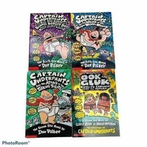 Lot of 4 Captain Underpants by Dav Pilkey Book Books Series Childrens Youth Kids